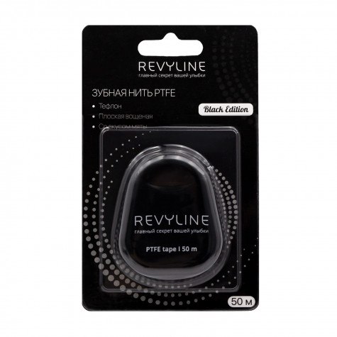 Зубная нить вощеная Revyline PTFE Black Edition, мятная, 50 м и по всему Казахстану в интернет-магазине Revyline.kz