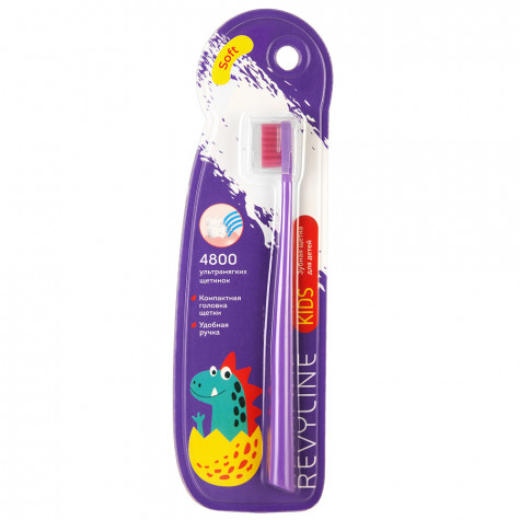 Детская зубная щетка Revyline Kids S4800 сиреневая - малиновая, Soft и по всему Казахстану в интернет-магазине Revyline.kz