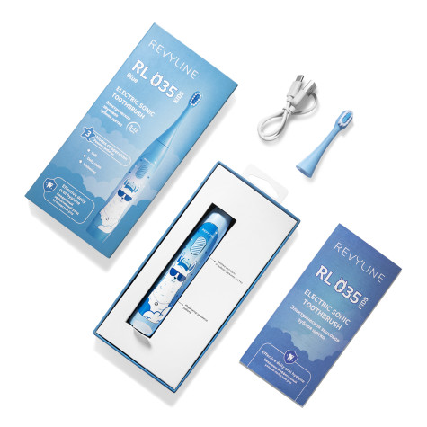 Электрическая звуковая зубная щётка Revyline RL 035 Kids, light Blue и по всему Казахстану в интернет-магазине Revyline.kz