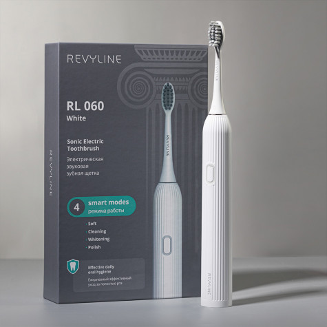 Электрическая звуковая зубная щётка Revyline RL 060, белая и по всему Казахстану в интернет-магазине Revyline.kz