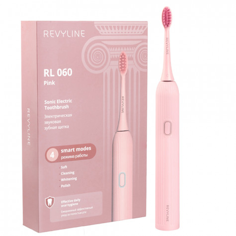 Электрическая звуковая зубная щётка Revyline RL 060, розовая и по всему Казахстану в интернет-магазине Revyline.kz