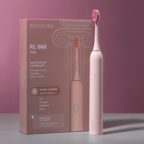 Электрическая звуковая зубная щётка Revyline RL 060, розовая и по всему Казахстану в интернет-магазине Revyline.kz