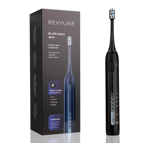 Электрическая звуковая зубная щётка Revyline RL 070 Black и по всему Казахстану в интернет-магазине Revyline.kz