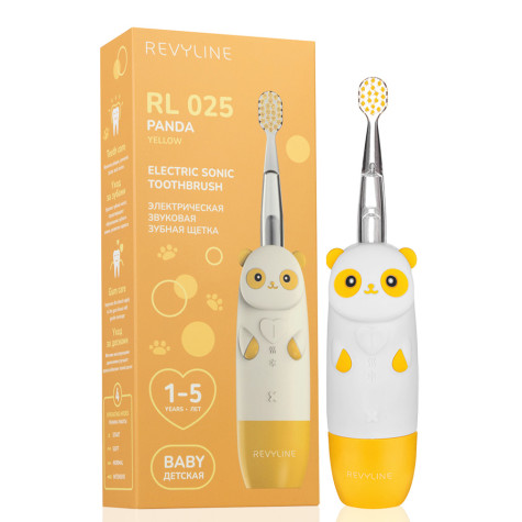 Электрическая звуковая зубная щетка Revyline RL 025 Panda, желтая и по всему Казахстану в интернет-магазине Revyline.kz