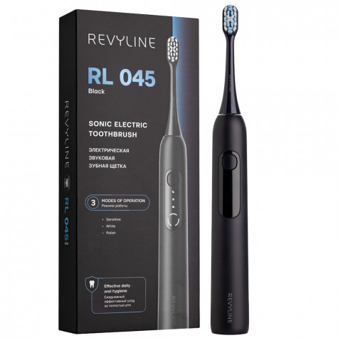 Электрическая звуковая зубная щётка Revyline RL 045 Black и по всему Казахстану в интернет-магазине Revyline.kz
