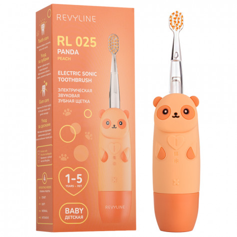 Электрическая звуковая зубная щетка Revyline RL 025 Panda, персиковая и по всему Казахстану в интернет-магазине Revyline.kz