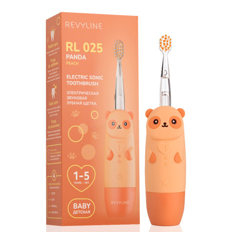 Электрическая звуковая зубная щетка Revyline RL 025 Panda, персиковая и по всему Казахстану в интернет-магазине Revyline.kz