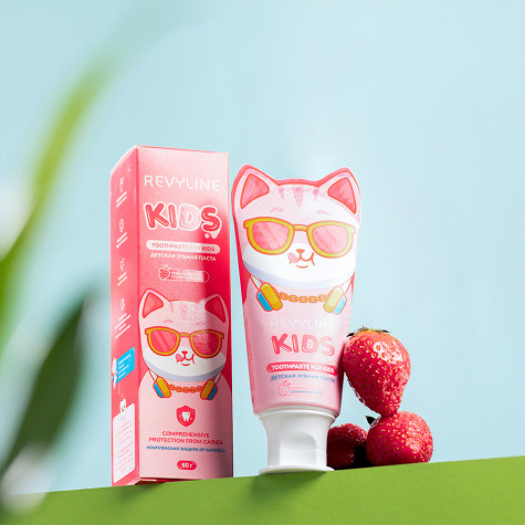 Зубная паста Revyline Kids Клубника, 60 г и по всему Казахстану в интернет-магазине Revyline.kz