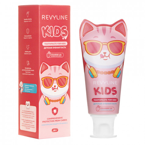 Зубная паста Revyline Kids Клубника, 60 г и по всему Казахстану в интернет-магазине Revyline.kz