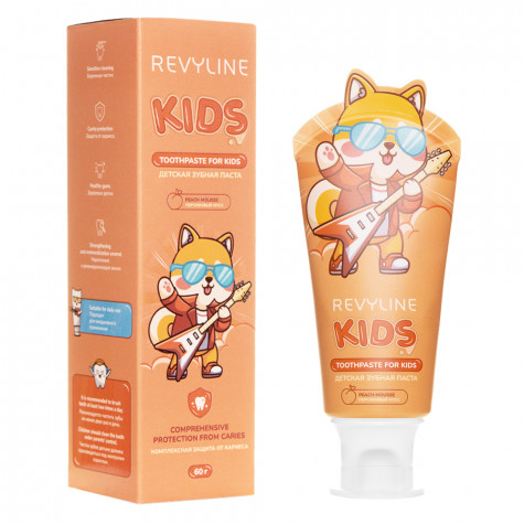 Зубная паста Revyline Kids Персик, 60 г и по всему Казахстану в интернет-магазине Revyline.kz
