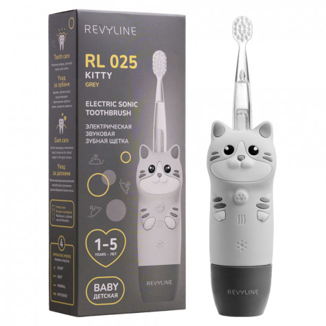 Электрическая звуковая зубная щётка Revyline RL 025 Baby Kitty, Grey и по всему Казахстану в интернет-магазине Revyline.kz
