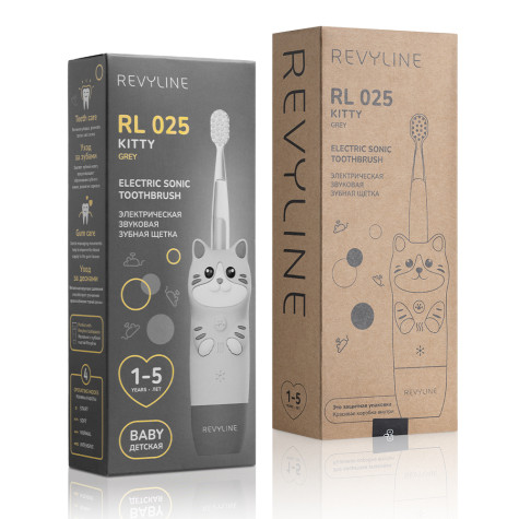 Электрическая звуковая зубная щётка Revyline RL 025 Baby Kitty, Grey и по всему Казахстану в интернет-магазине Revyline.kz
