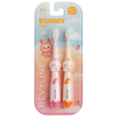 Набор зубных щеток Revyline Bunny Duo, от 3 лет, розовая и оранжевая и по всему Казахстану в интернет-магазине Revyline.kz