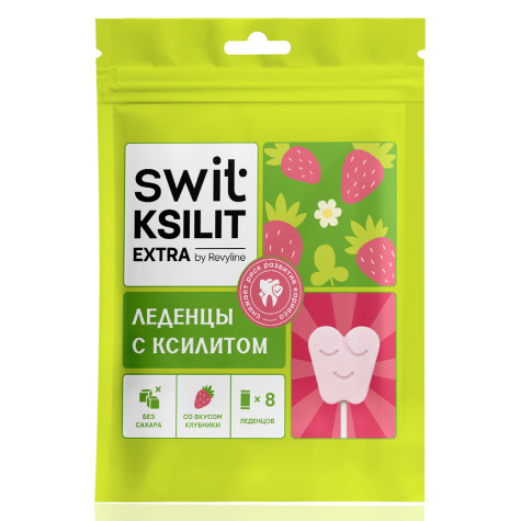 Леденцы на палочке Swit by Revyline Ksilit Extra Клубника, 8 шт. и по всему Казахстану в интернет-магазине Revyline.kz