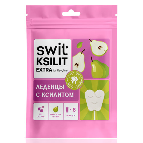 Леденцы на палочке Swit by Revyline Ksilit Extra Груша, 8 шт. и по всему Казахстану в интернет-магазине Revyline.kz