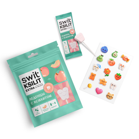 Леденцы на палочке Swit by Revyline Ksilit Extra Персик, 8 шт. и по всему Казахстану в интернет-магазине Revyline.kz