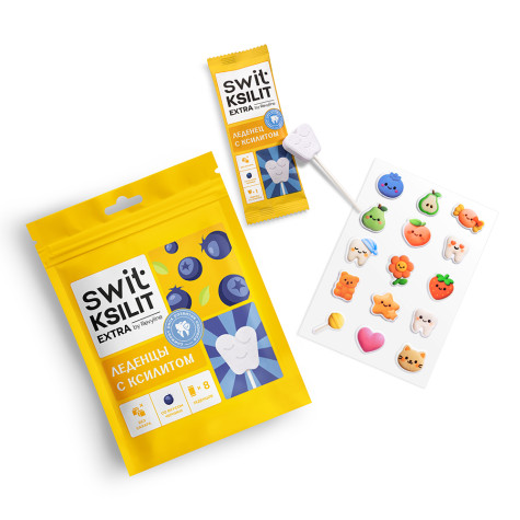 Леденцы на палочке Swit by Revyline Ksilit Extra Черника, 8 шт. и по всему Казахстану в интернет-магазине Revyline.kz