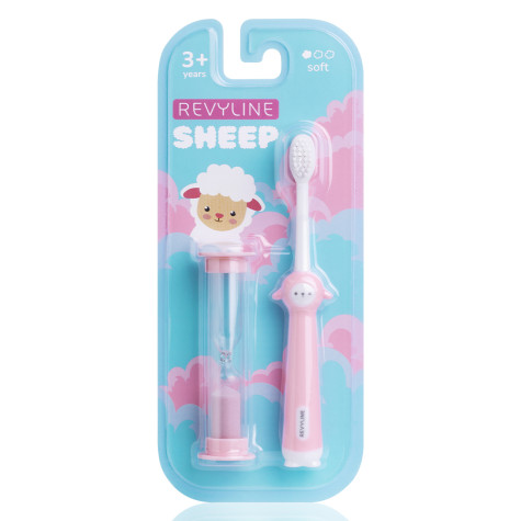 Детская зубная щетка Revyline Sheep 3+ с песочными часами, розовая и по всему Казахстану в интернет-магазине Revyline.kz