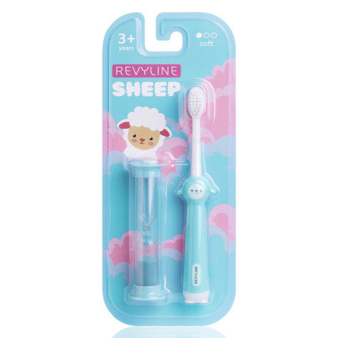 Детская зубная щетка Revyline Sheep 3+ с песочными часами, голубая и по всему Казахстану в интернет-магазине Revyline.kz