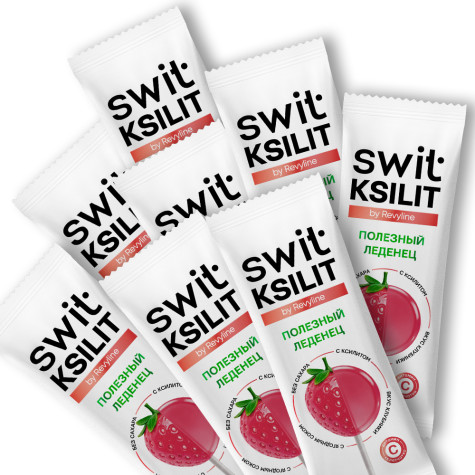 Леденцы на палочке Swit by Revyline Ksilit Клубника с витамином С, 8 шт. и по всему Казахстану в интернет-магазине Revyline.kz