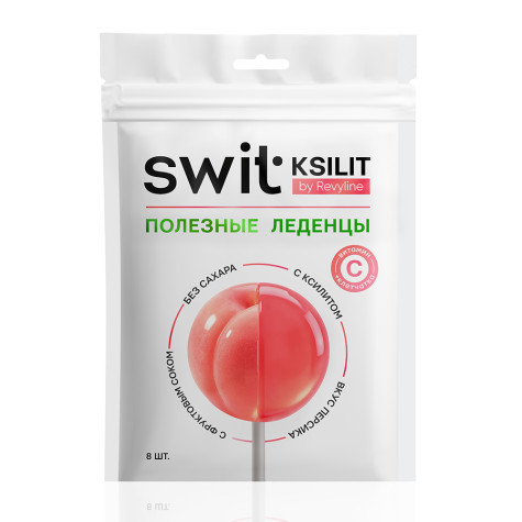 Леденцы на палочке Swit by Revyline Ksilit Персик с витамином С, 8 шт. и по всему Казахстану в интернет-магазине Revyline.kz