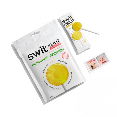 Леденцы на палочке Swit by Revyline Ksilit Ананас с витамином С, 8 шт. и по всему Казахстану в интернет-магазине Revyline.kz